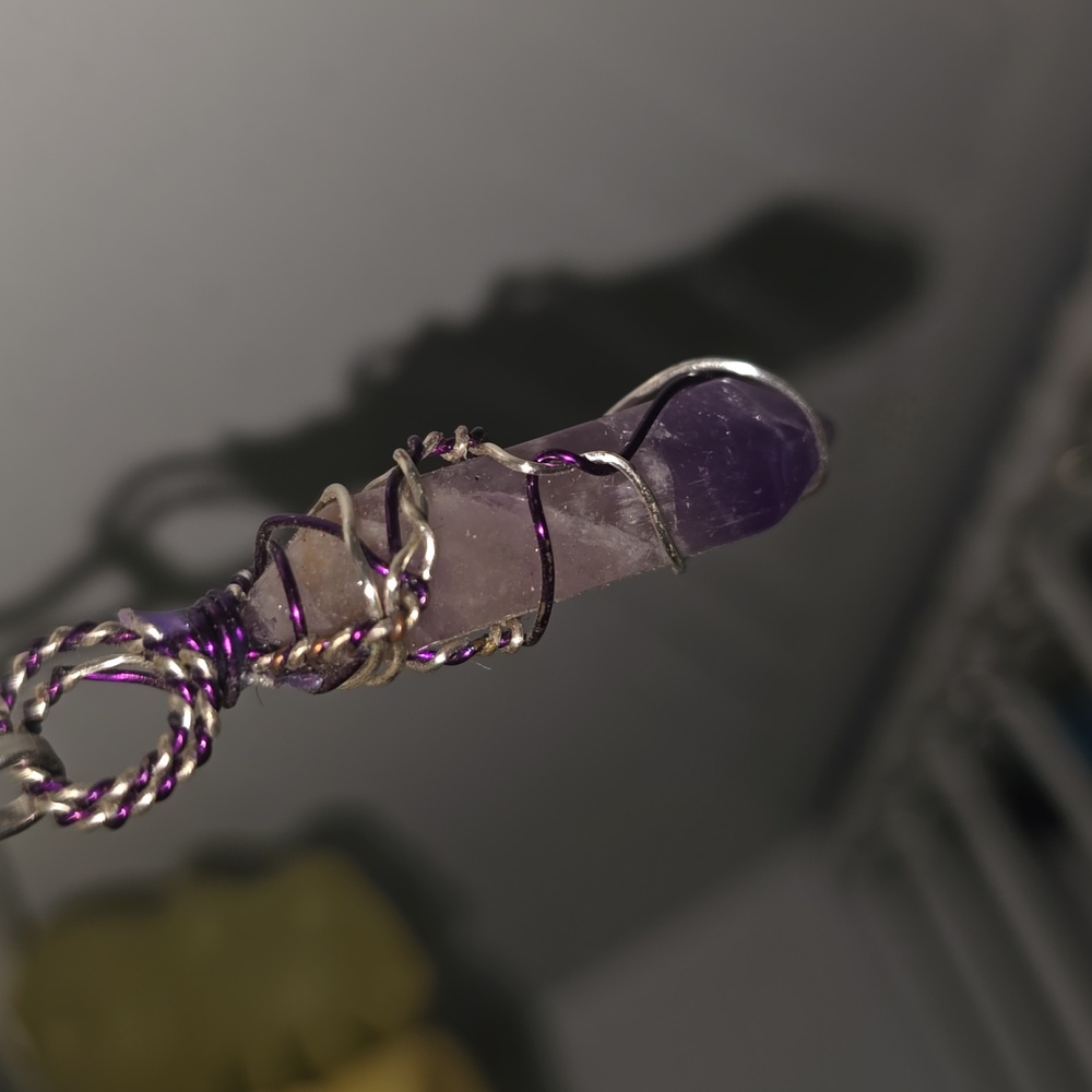 Amethyst tower wrapped keychain